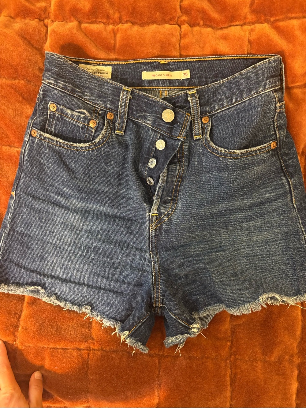 Levi’s High-Rise Button-Fly Denim Shorts - Dark Blue